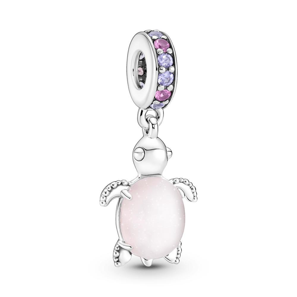 Charm Colgante Tortuga de Mar Rosa de Cristal Murano